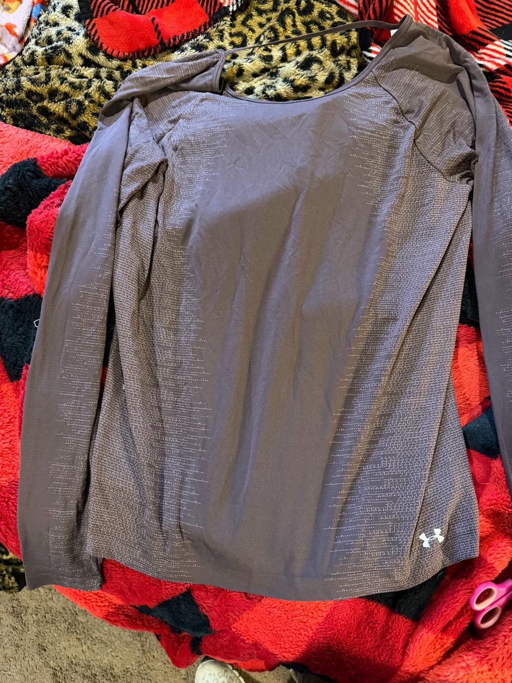 Under Armour Heathered Plum HeatGear Long Sleeve Top w open back